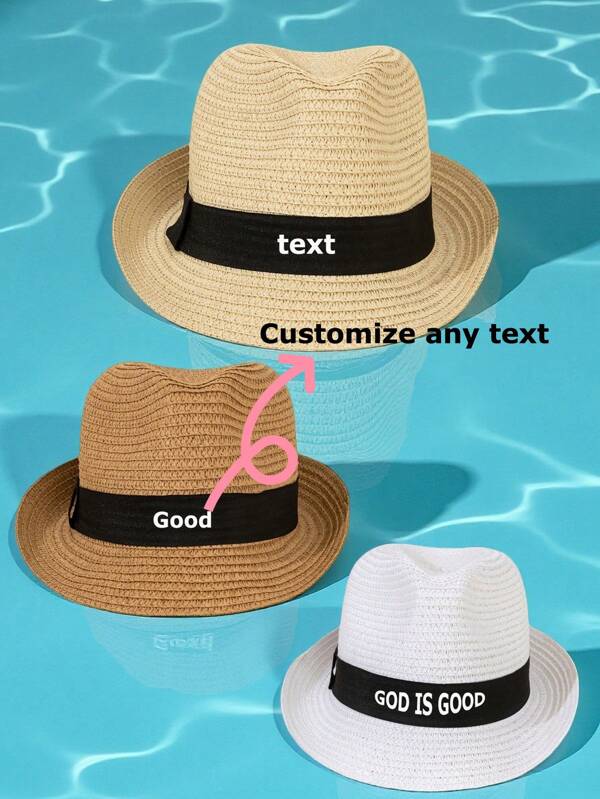 1PC Of Customized Straw Hat For Men And Women During Summer Travel, With Customized Names, Personalized Straw Hats With Names, Customizable Straw Hats, Customized Valentine's Day Gifts, Customized Mother's Day Giftsunisex, Men And Women's Style Straw Hats, Customized Straw Hats For Beach Travel That Can Be Worn For Shade