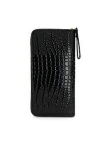 Nova Carteira Longa com Desenho de Casal Neutro em Forma de V e Padrão de Losango em Couro PU, com 3 Camadas Interiores, Compartimento com Zíper e Alça de Pulso. Carteira Feminina da Moda com Borla, Ótima para Compras, Encontros e Presentes para Homens. Carteira, Porta-Moedas, Carteira com Alça de Pulso