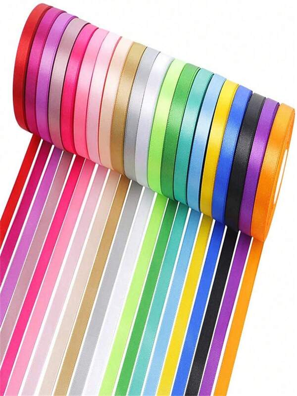 1 Roll 11 Yards 6mm Thick Satin Ribbon DIY Wedding Christmas Decoration Bow Making Craft Card Gift Floral Accessories