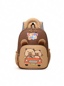 1 New Cute Cartoon Large And Small Backpack, Capybara Pattern, Can Be Carried On One Shoulder, Smooth Zipper Closure, Fashionable And Casual, Suitable For Daily School Travel And Outdoor Sports - A - View 8