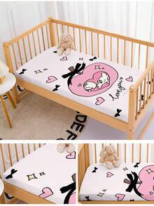 甜美粉红苹果儿童床笠 - 110克厚，1件带蝴蝶结和心形 - 彩色 - 查看 4