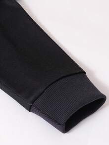 Young Boys Fashionable Gift, Casual Outdoor Sports Simple Soft Comfortable Spider Positioning Print, Spider Web & English Letter Contrast Color Hoodie Sweatshirt, Autumn - Multicolor - View 9