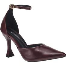 LAZZLU SHOES Women's Pointed Toe Stiletto Heel Pump Slingback Simple Elegant Party - 紅木色 - 查看 3