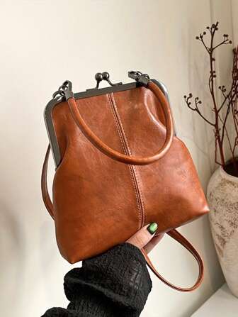 2025 New Fashion Retro PU Material Handbag, Detachable Women's Shoulder Bag With Button Closure Wallet