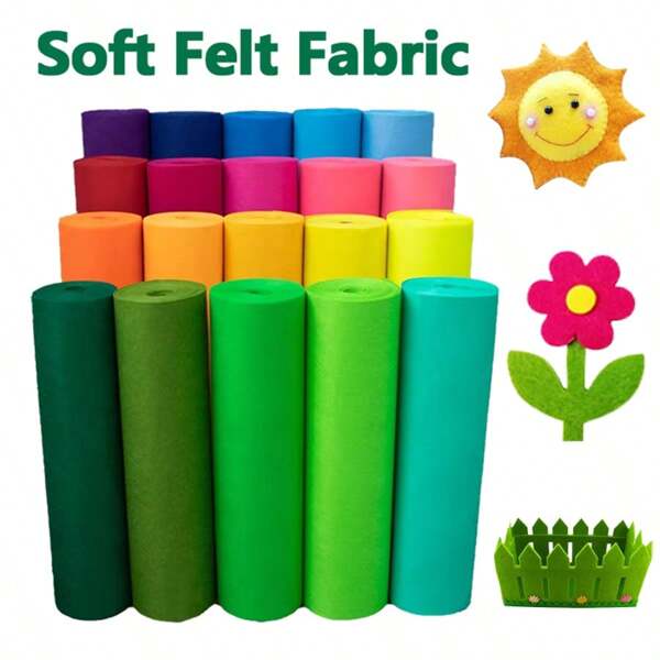 1 Rolle Bastelfilzstoff, 17.72 X 17.72 Inches sortierte Farben, dicker Filzstoff für DIY Handarbeiten, Nähen, Patchwork, Bastelprojekte, Dekorationen, weich und langanhaltend, leicht zu schneiden und nähen