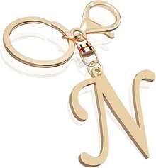 Cute Stainless Steel Gold Initial Letter Keychain For Women Girl, Charms For Key Handbag Backpack Bag, Personalized Gift - 黃金 - 查看 23