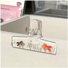 مشابك إبزيم طويلة الذيل بشكل سمكة ذهبية مصنوعة من مادة أكريليك شفافة، مناسبة كحامل لجداول أوراق الموسيقى وملفات الوثائق والإيصالات، صالح كجائزة للطلاب، أو هدايا المناسبات، لوازم مدرسية، للعودة للمدرسة