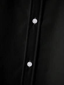 Teenagers' Classic College Style Casual Party Black Formal Short Sleeve Shirt - màu đen - Xem 7