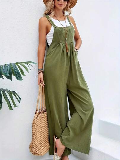 Mono de tirantes para mujer en color liso, desenfadado y con estilo, elegante y cómodo.