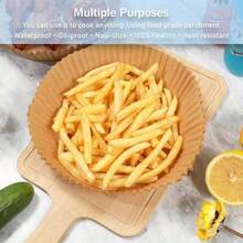 100Pcs Air Fryer Disposable Paper Liner Fits 3-5QT Non-Stick Air Fryer Parchment Air Fryer Baking Microwave Basket Oil Resistant Oil Resistant Baking Parchment Thick (Round, 6.5 Inches)