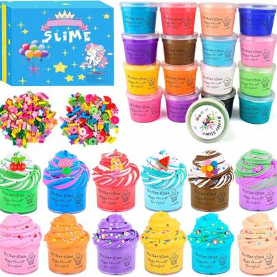 Kit de slime de mantequilla mini de 17 piezas, súper suave y no pegajoso, excelente como regalo de cumpleaños para niños y niñas, recuerdo de fiesta, juguete antiestrés, relleno de canasta de Pascua