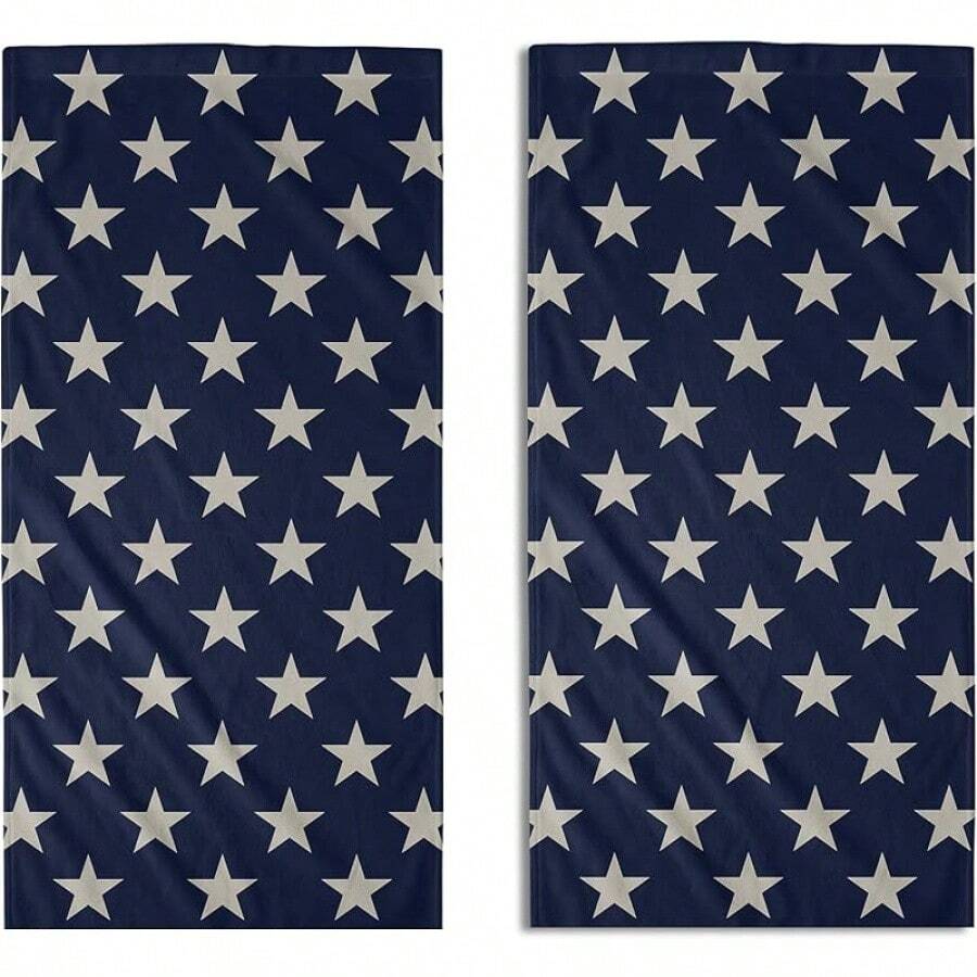 MEIJUANAABlue Red White Patriotic 4th Of July Hand Towels Bathroom Set Of 2 Independence Day Print Holiday Print Decorative Handtowels Soft Absorbent Bath Towel Home Guest Room Hotel Gym Spa - Blue Star - View 1