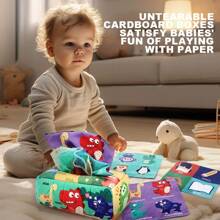 10 قطعة/مجموعة لعبة صندوق مناديل - تصميم مونتيسوري لعبة حسية مع حشوة ناعمة، أوشحة حريرية قابلة لإعادة الاستخدام ، أصوات تقشعر لها الأبدان ، تشجع المهارات الحركية الدقيقة ، لعبة تعليمية مبكرة هدية للأطفال من 6 إلى 12 شهرًا ، الأولاد والبنات (ألوان ملحقات عشوائية)