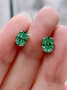 1 Pair Elegant Square Cubic Zirconia Stud Earrings, Suitable For Ladies Wedding, Engagement, Anniversary, Party, Valentine's Day Jewelry Gift
