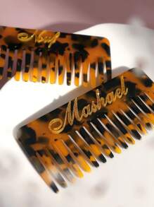 1pc Personalized Elegant Acetate Fiber Hair Fork - Vintage Style Customized Pearl Leopard Pattern Name Hair Comb - Unique Hair Accessory For Women, Wide-Tooth Comb For Hairstyles, Perfect Gift For Her, Birthday/Bridesmaid/Bride/Mother Christmas Beauty Accessories - Multicolor - View 2