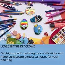 各种尺寸创意彩绘河卵石,0.4-1.2英寸/0.79-1.57英寸/1.18-2英寸/2-3英寸,适用于艺术装饰、手工艺品和水族箱装饰,可用于平面石头绘画、海滩鹅卵石、DIY自然绘画、彩绘石头和水族箱花园装饰。 - 彩色 - 查看 10