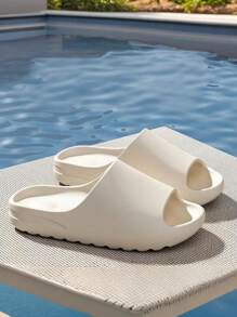 Plus Size Unisex Beach Thick Sole, Non-Slip Indoor Home Use EVA Slippers For Men, Outdoor Water Wading Sand Beach Skin Color Lightweight Slippers, Run Small By One Size