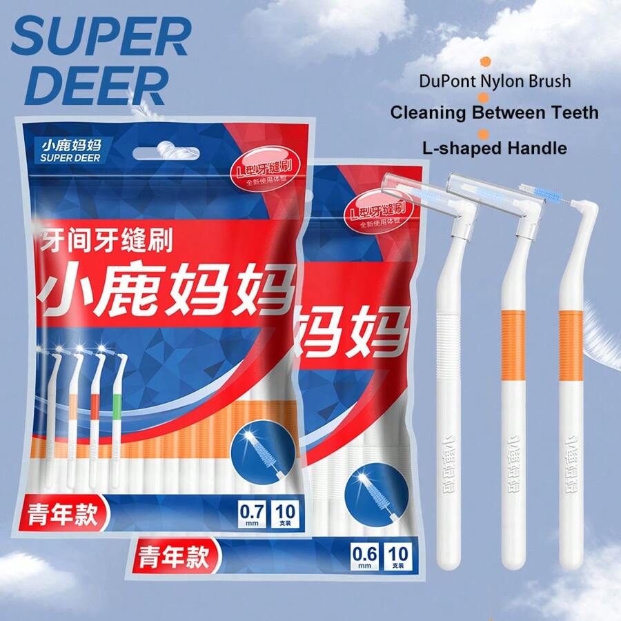 Super deer Super Deer L-Type 0.6/0.7mm Interdental Brush Bristle Interdental Tooth Brushes Cleaning Between Teeth For Orthodonotics