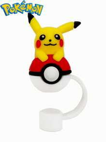 pokemon Pokemon Cute Character Silicone Straw Top Cover, Dust-Proof Pikachu Reusable Straw Tip For 30 And 40 Ounces Cups With Handles - Fits 10mm Straws, 1 Pc , Perfect Party Gift, Office Supplies, Birthday Gift Toy, Pikachu, Handmade Set, Fashion, Ideal Gift For Party Collection