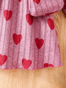 2Pcs Girls Dresses Set, Ribbed Knit Belted Heart Print Long Sleeve Dress + Matching Shoulder Bag, Comfortable & Skin-Friendly Outfit For Girls Everyday Wear, Fashionable & Active, Feminine Style