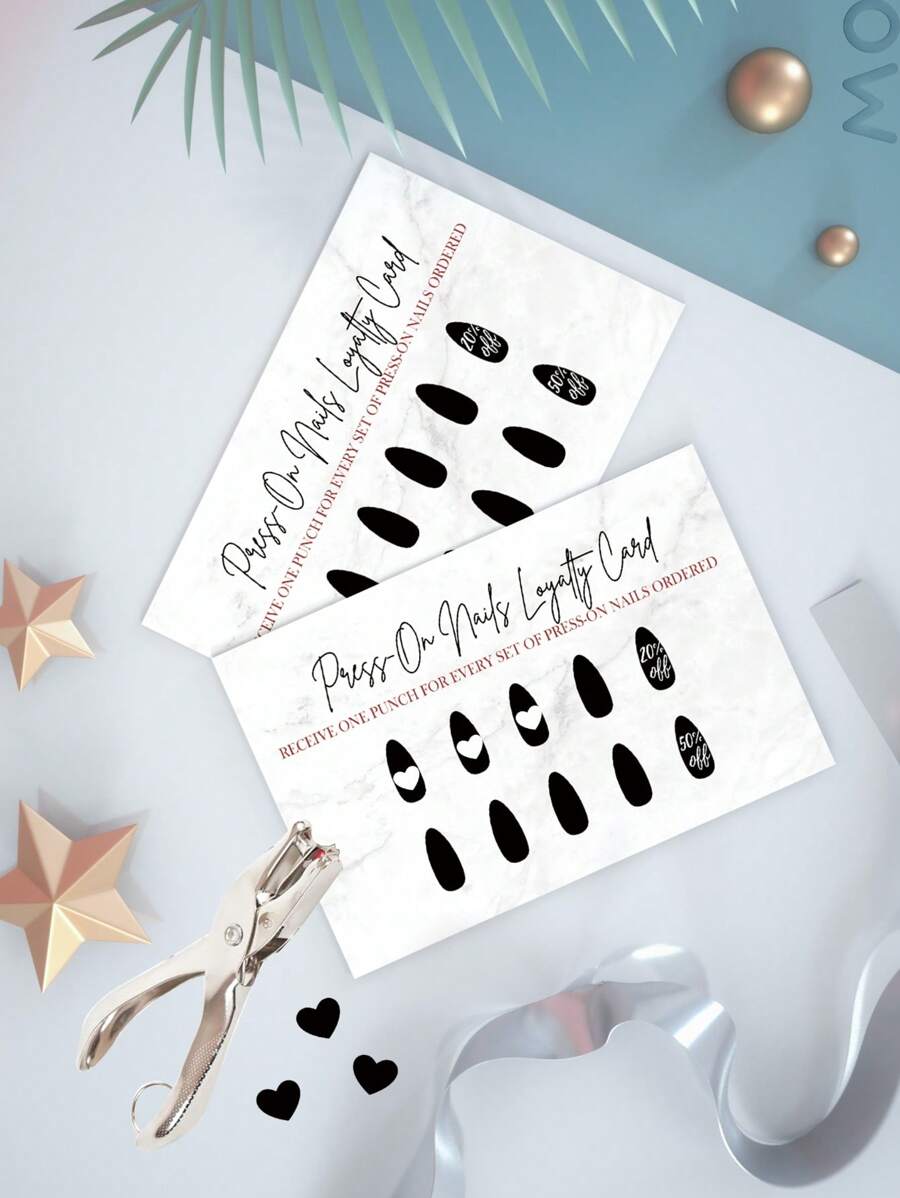 50pcs Referral And Loyalty Discount Card Business Referrals Reward Awards Cards,Double Sided Loyalty Cards For Business Beauty Salons,School Supplies,Back To School