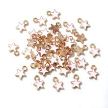 50 Stücke 6*8mm süße emaillierte kleine Sterne Charms Anhänger für Ohrringe Armbänder Halsketten zum selber Basteln von Schmuck Zubehör