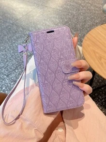 Funda de teléfono con tapa abatible y textura de unicolor