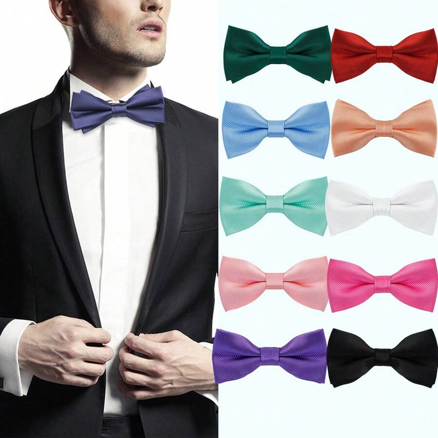 Corbata de moño para hombre de unicolor y a rayas de doble capa ...