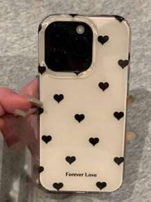 シンプルなフルスクリーン水玉模様ハート型スマホケース iPhone 16 15 14 13 12 Pro Max Plus 11 対応 耐衝撃カバー 韓国風