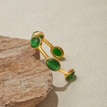 Uworld Pulsera minimalista de zirconio Caitlyn, pulsera apilable ajustable, joyería de piedra natal, regalo de aniversario, chapado en oro de 18k