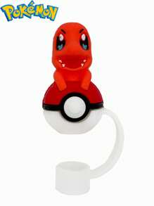 pokemon Pokemon Cute Character Silicone Straw Top Cover, Dust-Proof Pikachu Reusable Straw Tip For 30 And 40 Ounces Cups With Handles - Fits 10mm Straws, 1 Pc , Perfect Party Gift, Office Supplies, Birthday Gift Toy, Pikachu, Handmade Set, Fashion, Ideal Gift For Party Collection
