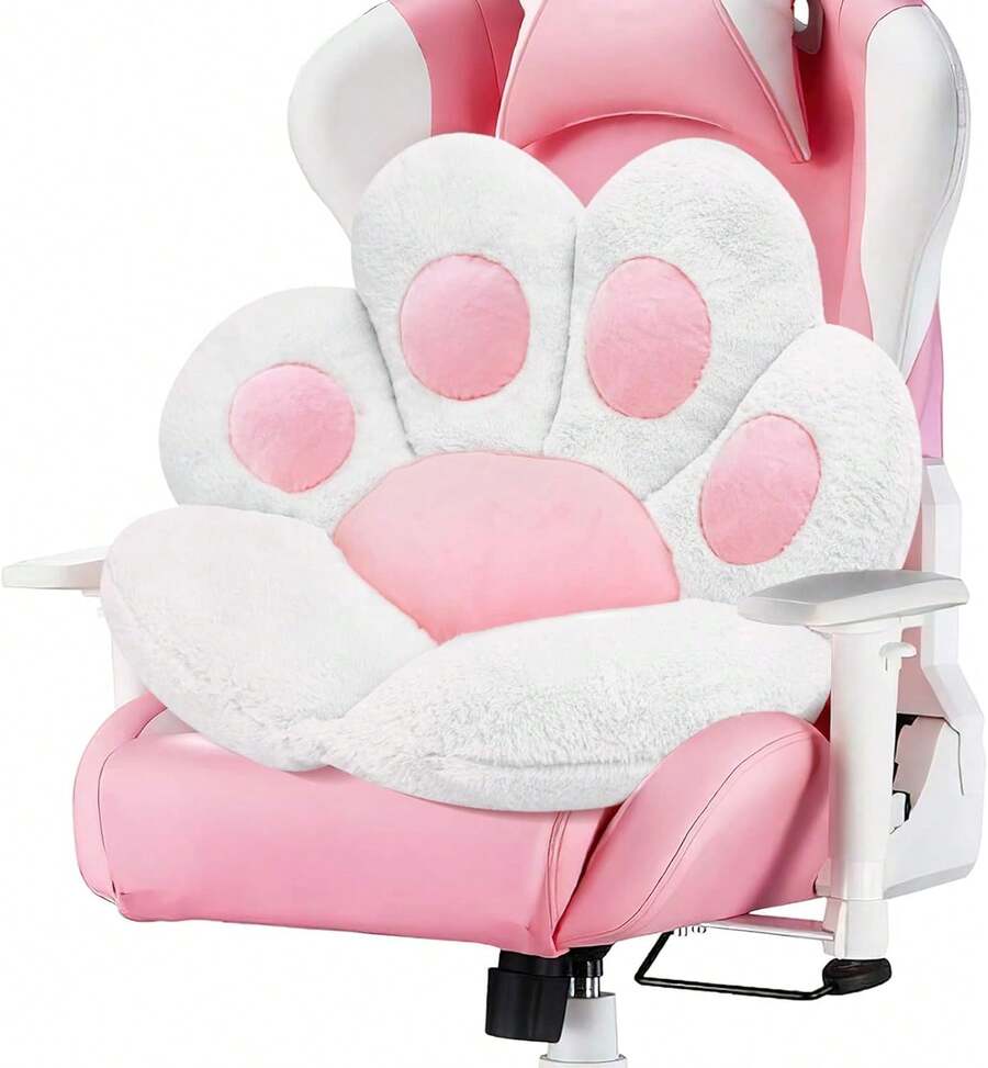 Cat Paw Cushion Chair Comfy Kawaii Plush Seat Cushions Shape Lazy Pillow For Gamer Chair 28"X 24" Cozy Floor Cute Seat Kawaii For Girl Worker Gift, Dining Room Bedroom Decorate White - 白色 - 查看 1
