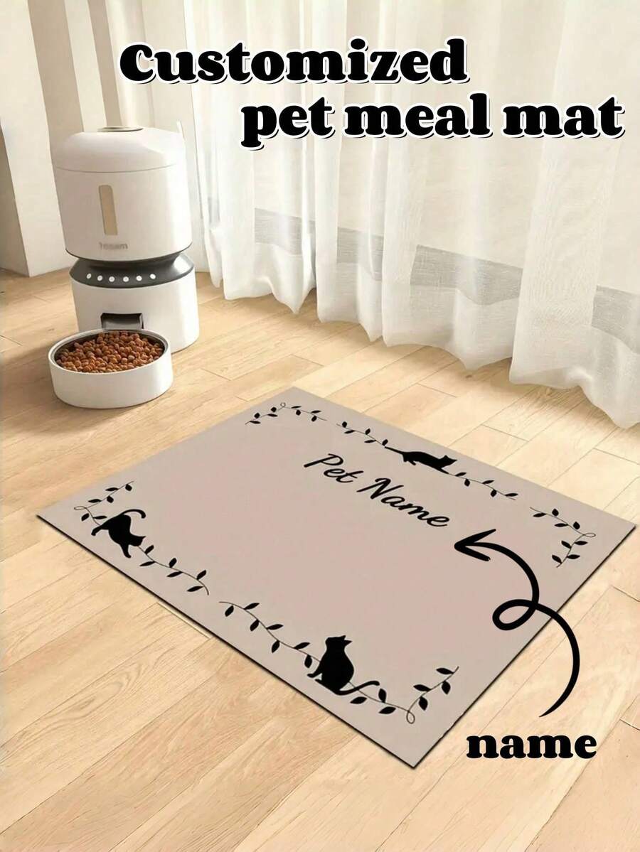 1 个定制宠物垫，自定义文字，小猫叶子，为宠物、家人和朋友提供的有趣礼物，适合父亲节、母亲节、万圣节、圣诞节、平安夜、情人节、生日、个性化日、士兵阵亡将士纪念日、感恩节、复活节、愚人节、狂欢节、节日、国庆节。