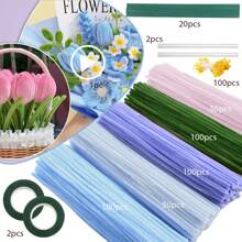 Juego de limpiapipas de 400/525/575 piezas con video tutorial, perfecto para hacer flores, chenilla para trabajos manuales, arreglos florales artificiales, regalos del Día de San Valentín y del Día de la Madre