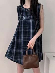 2025夏季女士休闲格子长款上衣，百搭