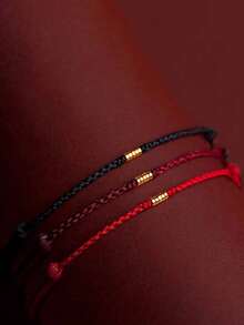 1条时尚编织幸运红绳手链，男女皆宜，情侣款，简约风格，手工制作，适合日常佩戴、派对、朋友生日礼物，多种颜色可选