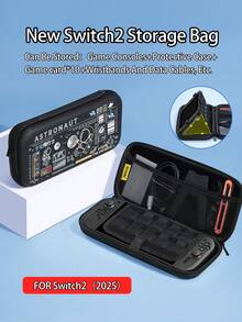 1pc Game Console Carrying Case With Lanyard, Compatible With New Switch 2 (2025) NS2 Console, Includes Hard Shell Protective Cover, Built-In Stand, Space For 10 Game Cards, Portable Travel, Anti-Drop & Impact Resistant Game Cartridge And Accessories Case - Multicolor - View 17
