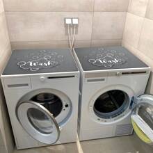 1pc Gray Letter Bubble Print Washing Machine Dust Cover Pad,Countertop Absorbent Table Mat,Absorbent & Quick-Dry Fridge Mat, Microwave Oven Dust Cover,Soft Diatom Mud Drainage Pad,Non-Skid Super Absorbent And Wear-Resistant Dish-Washing Dry Pad,19.7*23.6 Inch Modern Washing Machine & Dryer Top Cover,Suitable For Laundry Room And Kitchen