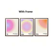 3 pièces - Affiche de gradient d'aura abstrait, art mural spirituel d'affirmation quotidienne rose, peinture sur canevas de papillon, décoration de salle esthétique, cadre en option