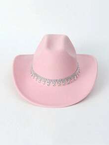 1 chiếc mũ lưỡi trai Unisex trang trí thắt lưng Boho Cowboy Hat Ridge Cowgirl Hat Beach Hat Panama Hat Sun Hat Jazz Hat Soft Felt Hat Fedora cho hoạt động ngoài trời - Hồng - Xem 10