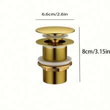 1个带滤网的不锈钢弹跳式水槽排水器，适用于浴室和厨房水槽，手动操作，防锈，浴室水槽弹跳式排水器带不锈钢过滤器，厨房用品，厨房配件，厨房工具 - 金色 - 查看 4