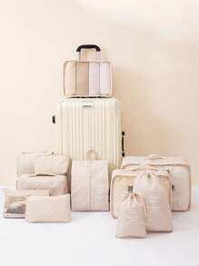 11pcs/Set Travel Organizer Bags, Multifunctional Packing Cubes, Cosmetic Case, Garment Bag, Zipper Pouch, Tote Bag, Mesh Bag, Shoe Bag, Drawstring Bag, Universal Bag, Underwear Bag, Luggage Bag, Jewelry Bag, Makeup Bag, Large Capacity, Portable, Mesh, Space Saving, For Clothes, Pants, Underwear, Toiletries, Shoes, Daily Items, Travel Storage, Multipurpose Pouches, Pants, Shoes, Jeans, Boots, Skirts, Bedroom, Organizer Bag, Home Storage