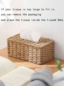 1pc Hand-Woven Tissue Storage Box, Multiple Colors Available, Rectangular Tissue Storage Box With Lid, Bohemian Style Decorative Hand-Woven Box, Tissue Storage Container For Bathroom, Bedroom, Bookshelf, Living Room, Home, Restaurant, Hotel, Modern And Simple Design.