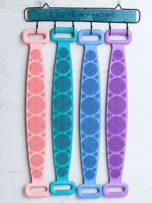 1 件硅胶身体去角质刷，淋浴刷，配有超长带子和手柄，方便背部去角质和去除身体污垢