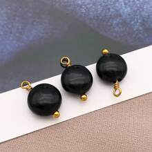 2 piezas Colgantes de piedra natural redondos y planos Encantos de piedra natural de acero inoxidable para hacer pendientes, collares, pulseras y joyería de 9x12mm