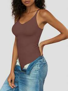 Aaseow Women's Shapewear Bodysuit, Slimming Tights Seamless Shape Waist Slimming Backless Thong Or Briefs Shapewear Bodysuit - Brown - View 2