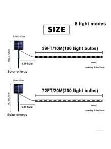 Guirlandes solaires, IP65 étanche et résistant au vent, changement de couleur multi, 8 modes, comprend un panneau solaire, convient pour piscine, mariage, Noël, pelouse, chemin, décoration extérieure, guirlandes solaires