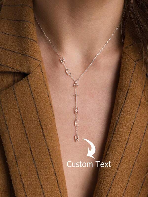 Custom Lariat Name Necklace Personalized Letter Lariat Necklaces For Women, Unique Y Choker Initial Chokers, High Quality Stainless Steel Jewelry For Daily Wear