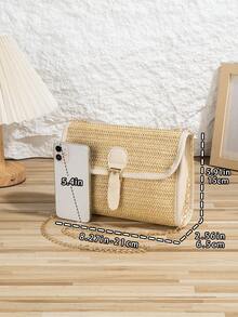 New Stylish Straw Woven Square Shoulder Bag, Versatile Vacation Style, Fashion Braided Crossbody Bag, Minimalist Solid Color Chic For Women - Multicolor - View 4