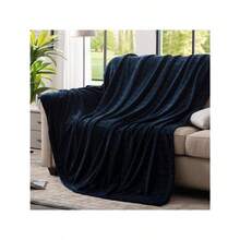 Bertte Plush Throw Blanket Super Soft Fuzzy Warm Blanket | 330 GSM Lightweight Fluffy Cozy Luxury Decorative Stripe Blanket For Bed Couch - 33*43", Brown  Para Sala Cortinas Para Sala Table Cloth Living Room Curtains Table Cover Cortinas Para La Sala Alfombras Para La Sala Cortinas Para Sala - 海軍藍 - 查看 2